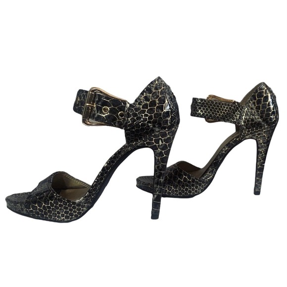 Michael Antonio Womens 4" Stiletto Pumps Snake Print Black /Metallic Gold Sz 8 - Picture 1 of 11